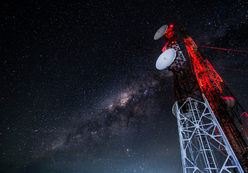 Telecommunications infrastructure at night