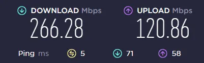 Fibre speed test results